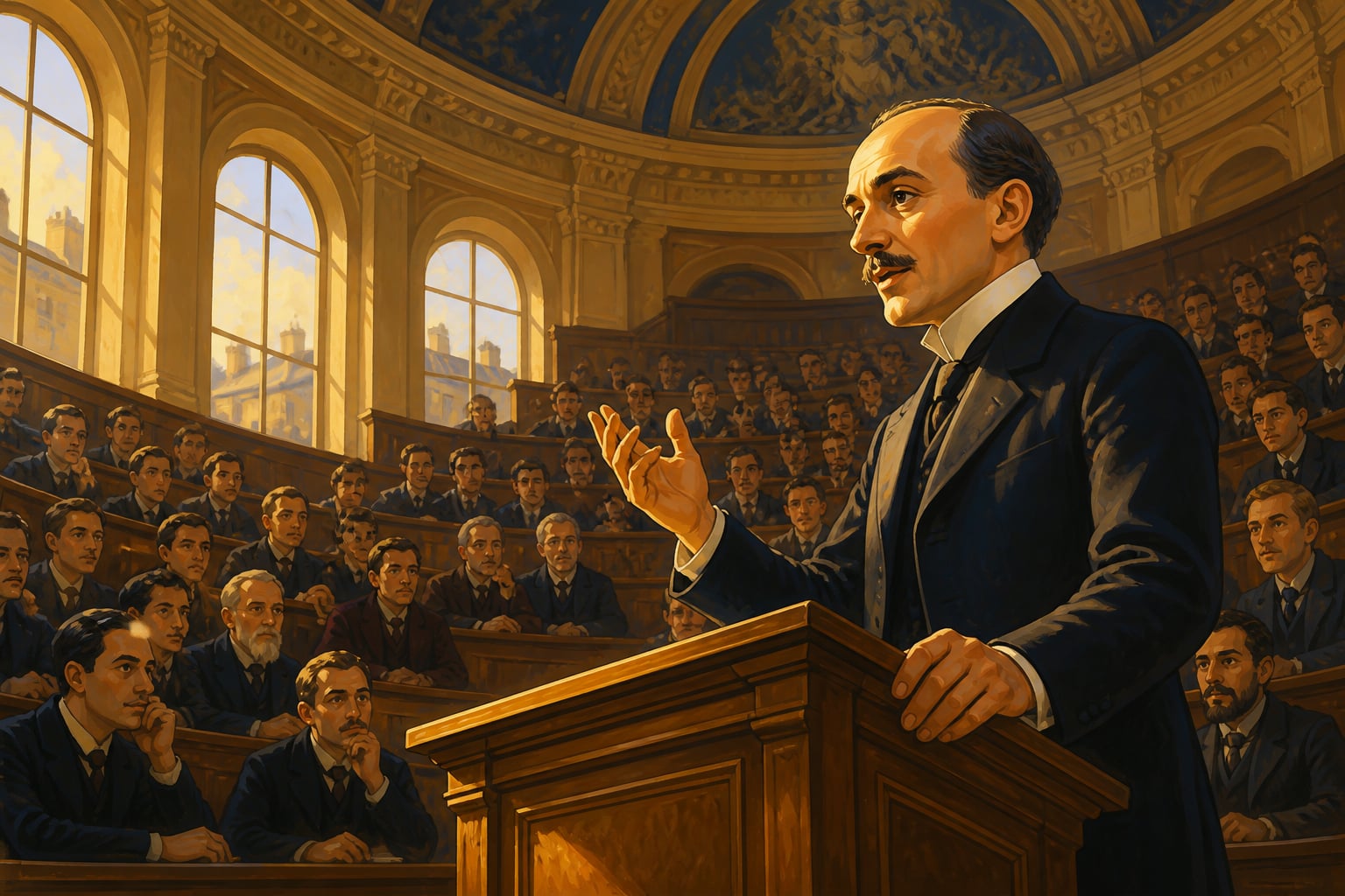 Henri Bergson lecturing at the Sorbonne in 1907
