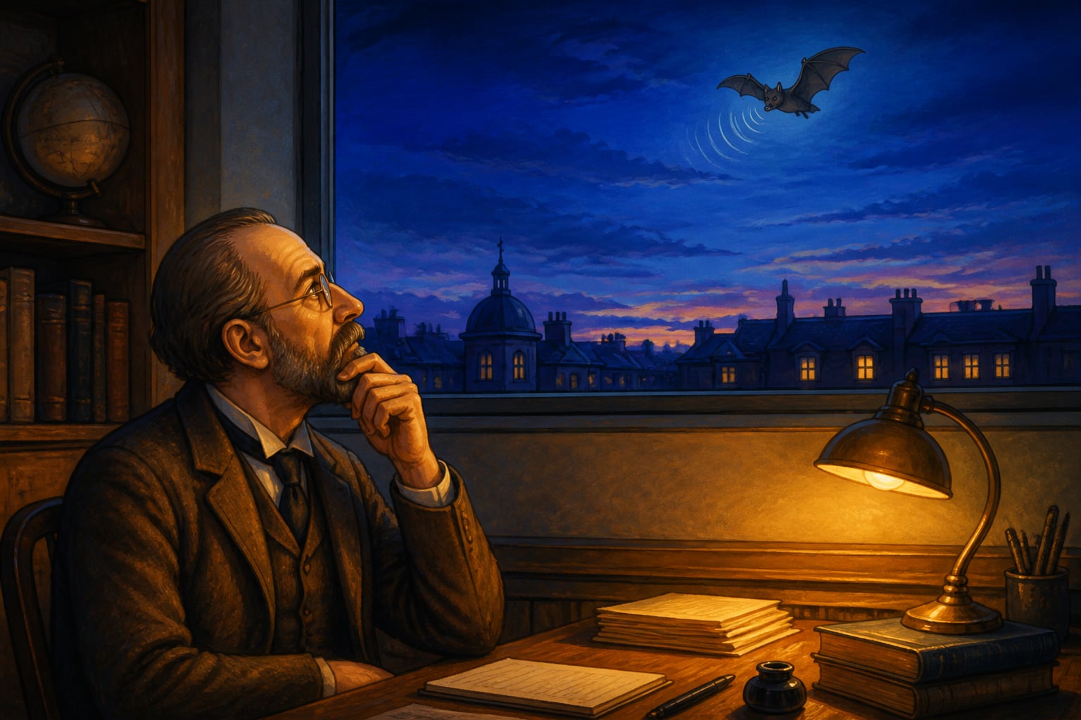 Thomas Nagel imagining what it is like to be a bat in flight