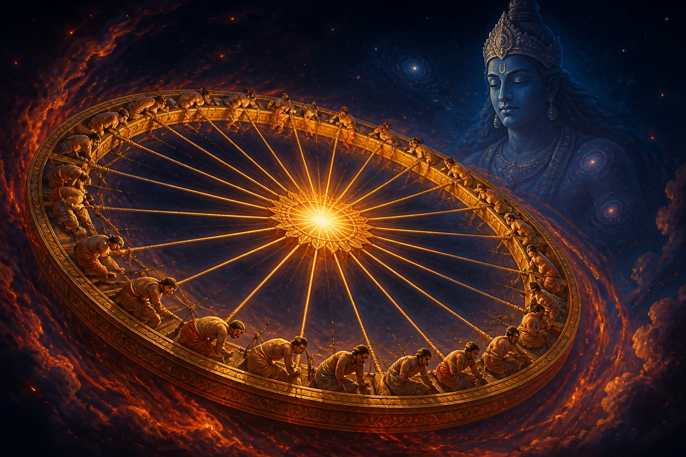 The great wheel of Brahman turning every being on its rim