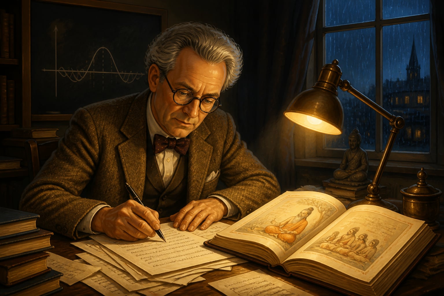 Schrödinger writing the epilogue of What Is Life? in 1944 Dublin