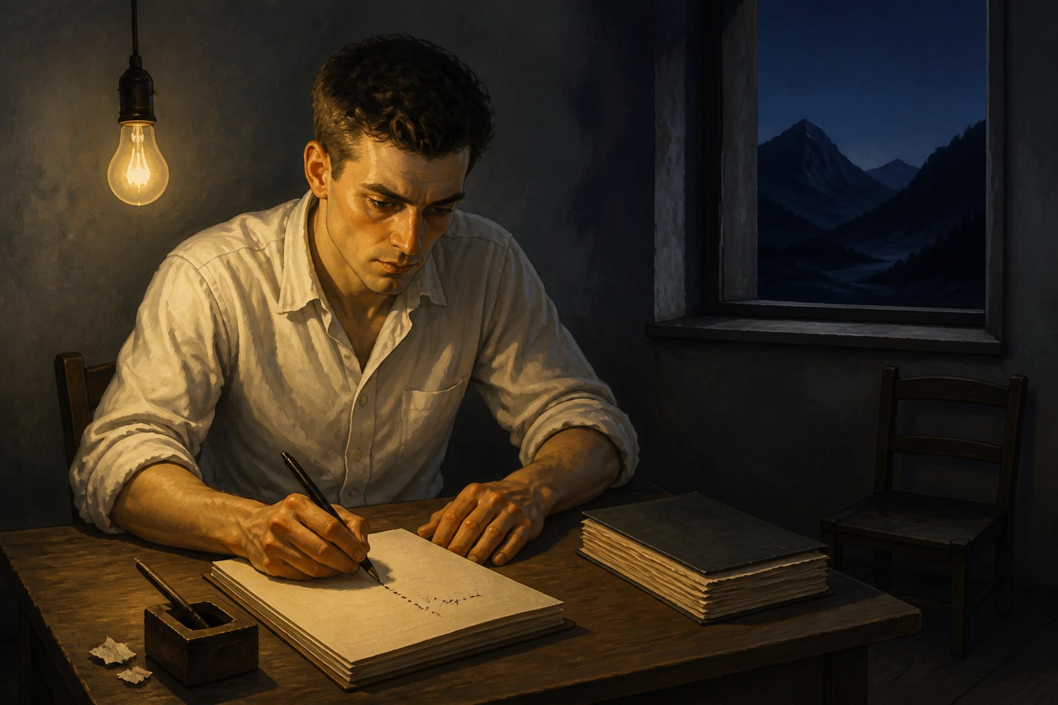 Wittgenstein finishing the Tractatus in a 1921 schoolhouse room