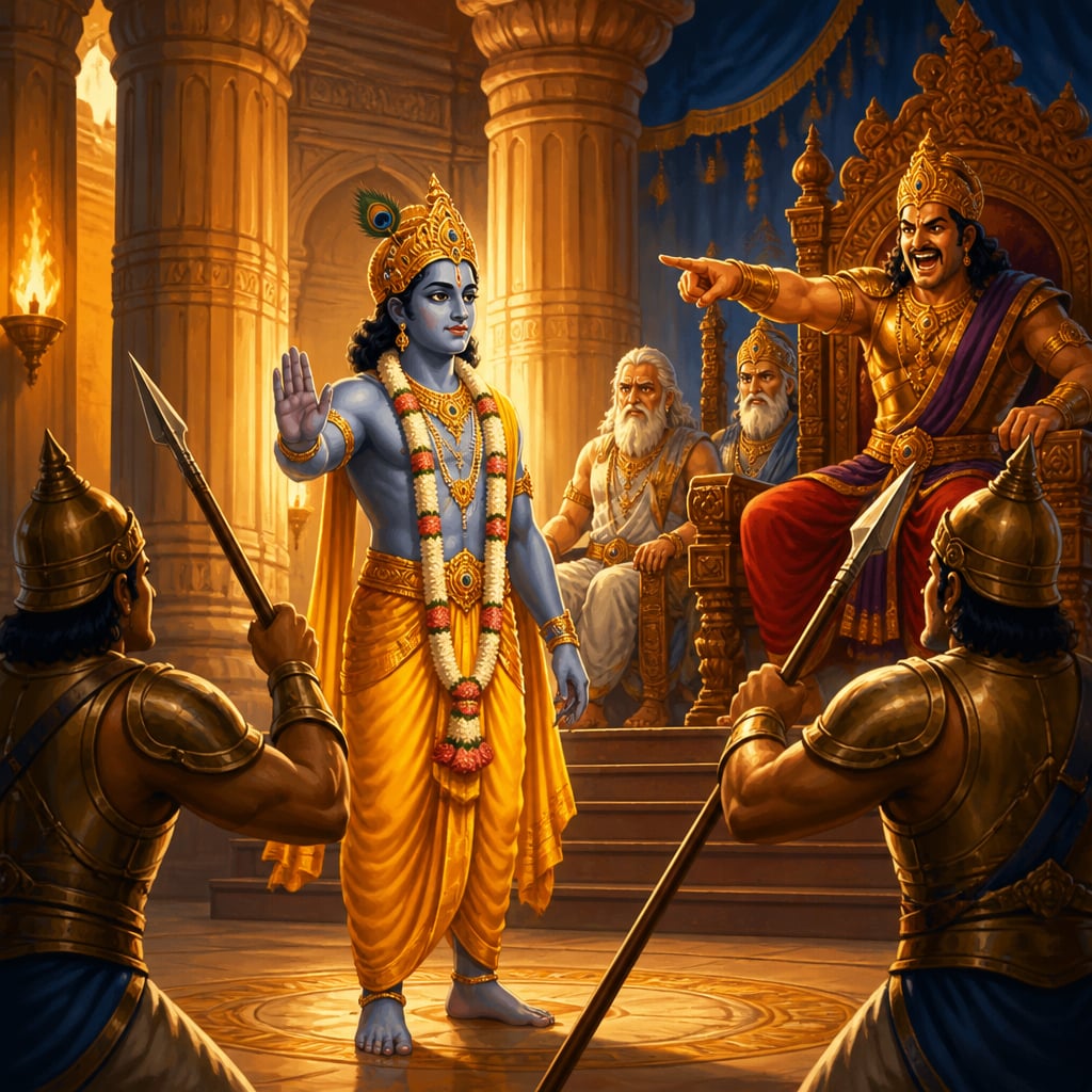 Krishna at the Hastinapura court refusing to back down