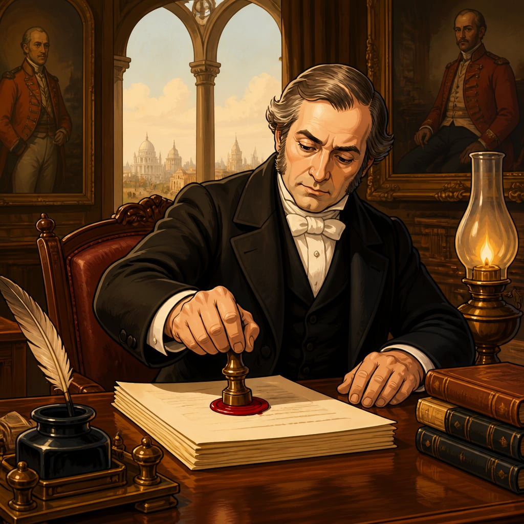 Macaulay sealing his Minute on Education in Calcutta