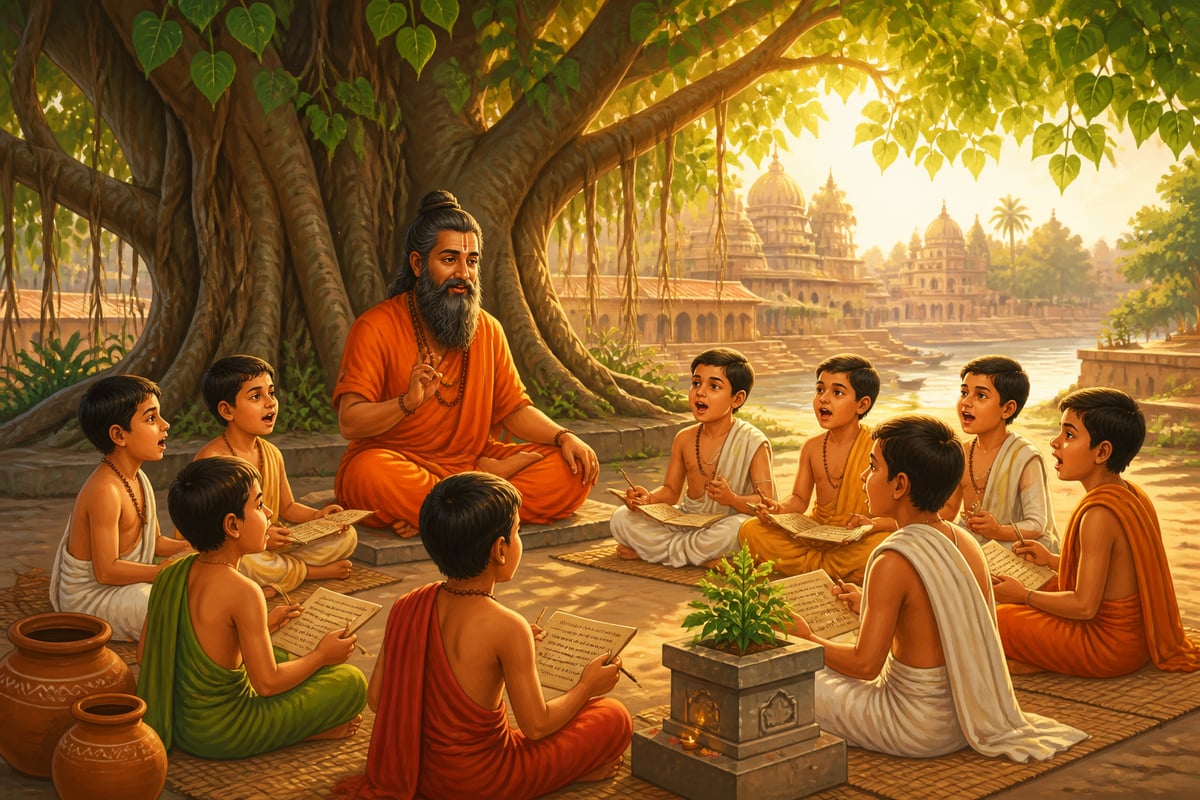 Pathshala children learning under a banyan