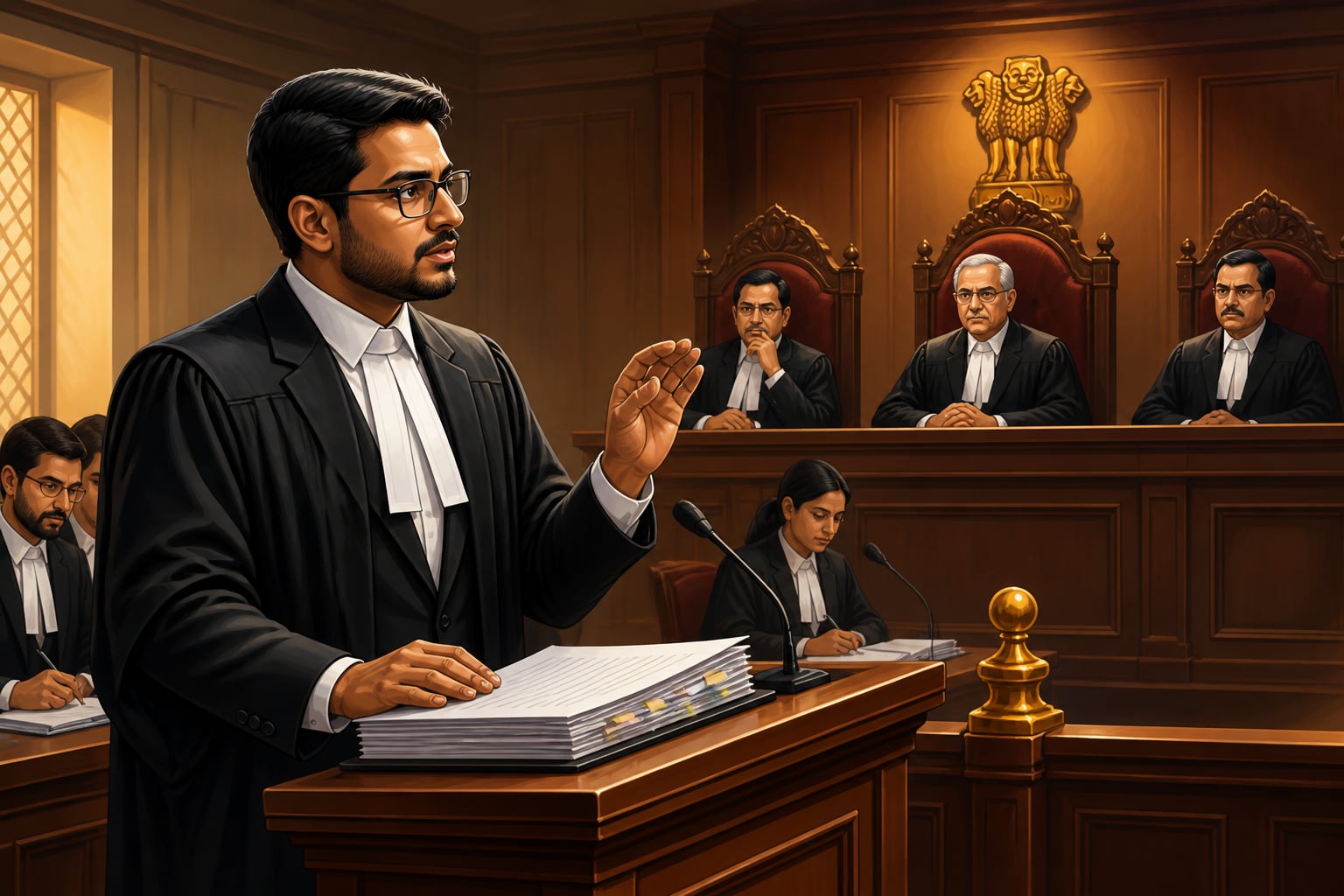 J Sai Deepak arguing at the Supreme Court