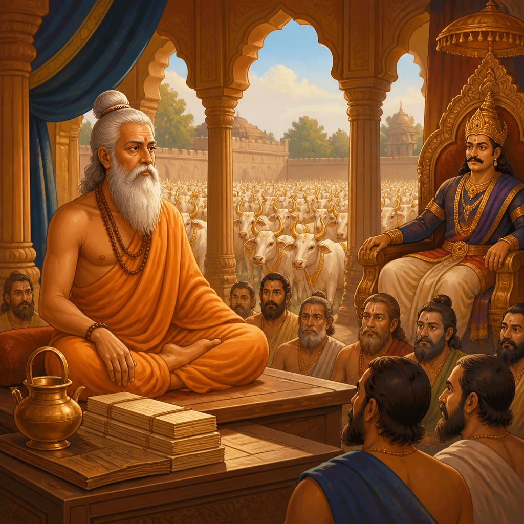 Yajnavalkya in King Janaka's hall at Mithila