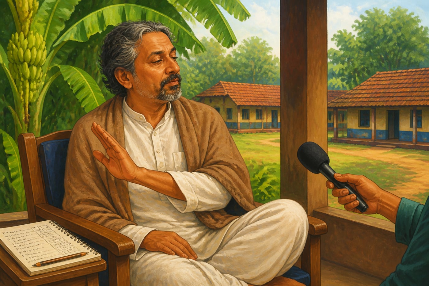 Sridhar Vembu in his rural Tamil Nadu campus refusing a loaded framing