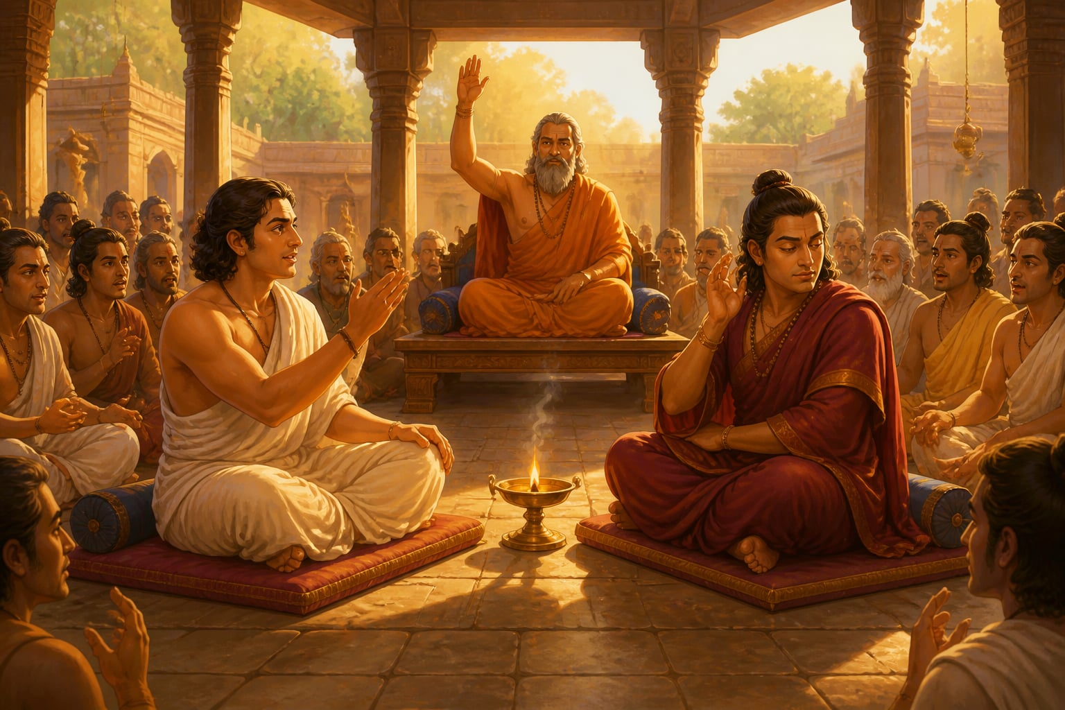 An ancient sabha calling out a Nigrahasthana defeat