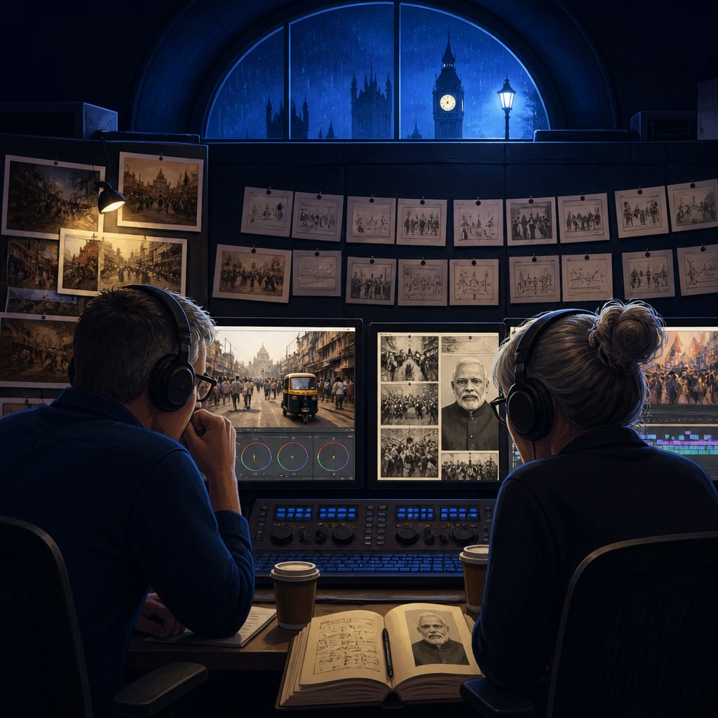 BBC editors curate the Modi Question documentary in a London edit bay