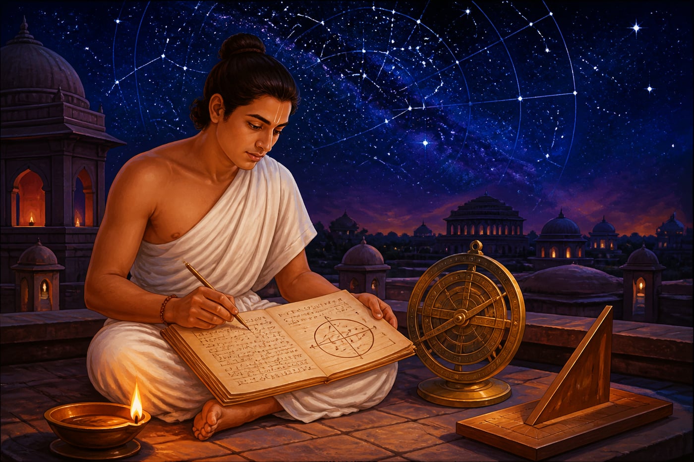 Aryabhata at twenty-three calculating the rotation of the Earth