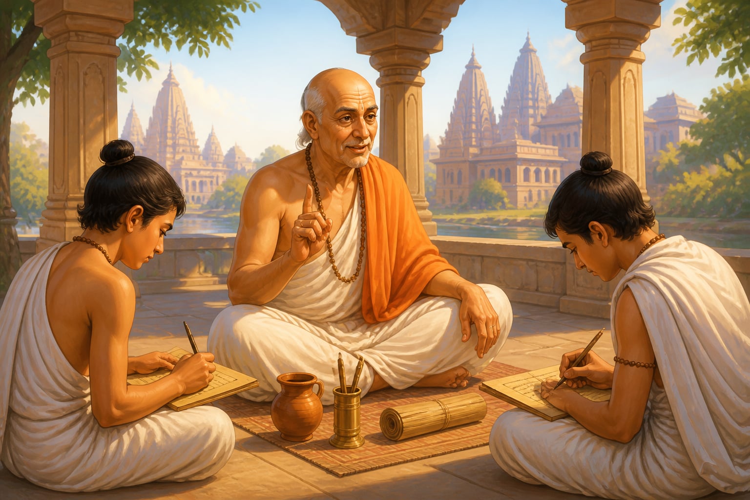 Udayana the Nyaya logician at Mithila teaching students