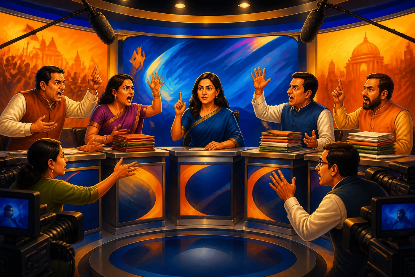 A live Indian prime-time panel gallops claims at full volume