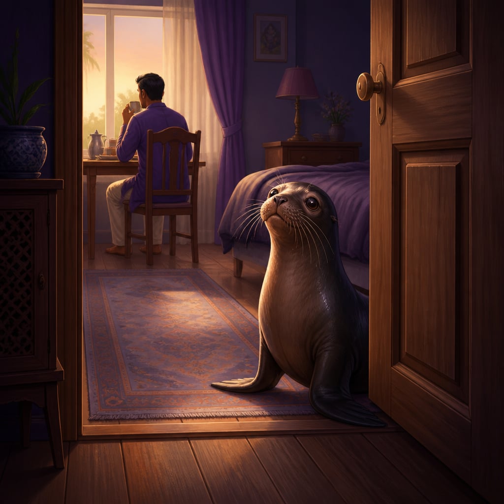 Polite sea lion at the bedroom doorstep