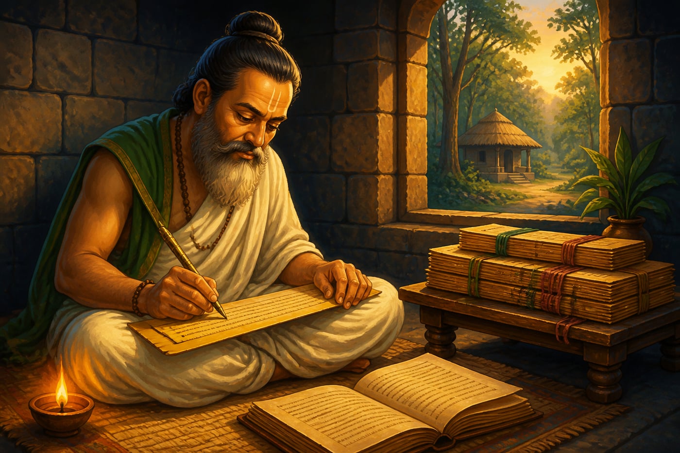 Vatsyayana writing the Nyaya Bhashya
