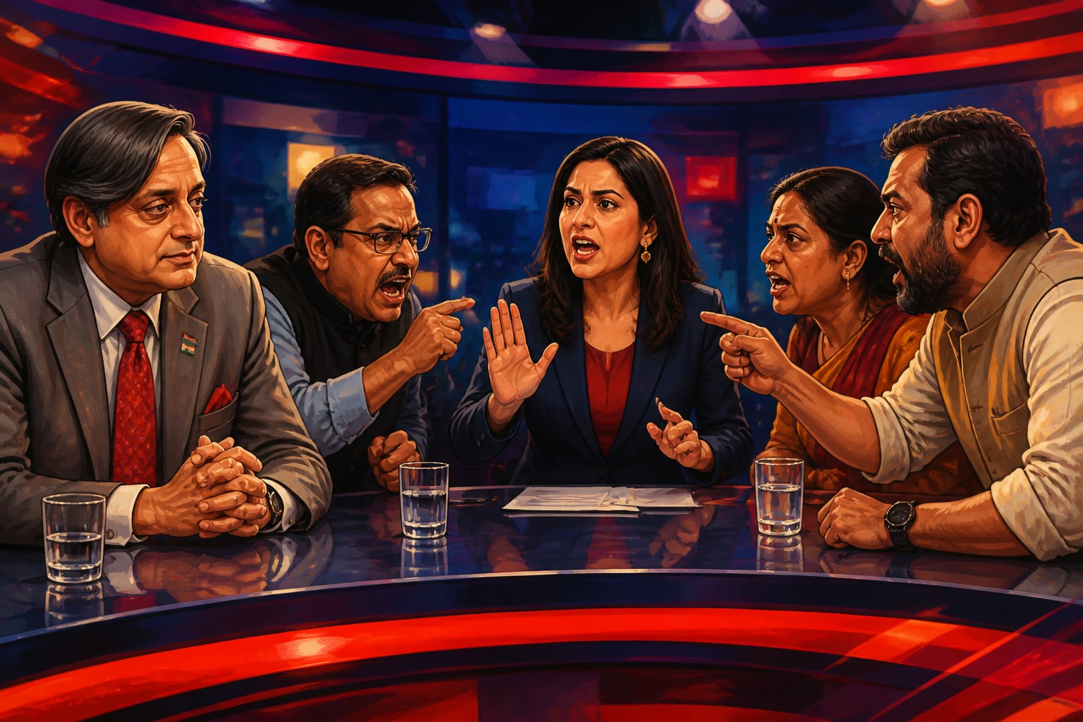 Shashi Tharoor cornered on hostile prime-time TV news panel