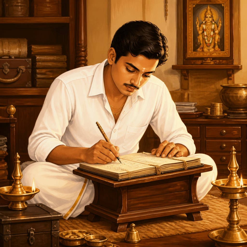 Young A.M. Murugappa at his Rangoon counting house