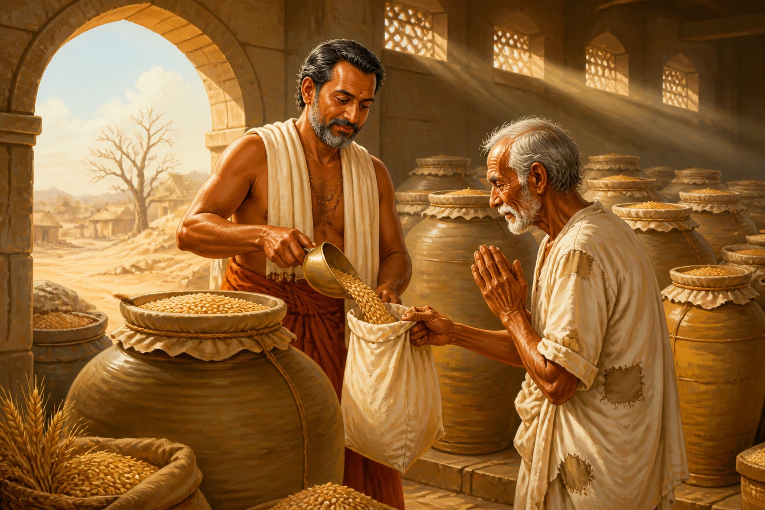 A grain merchant providing during drought