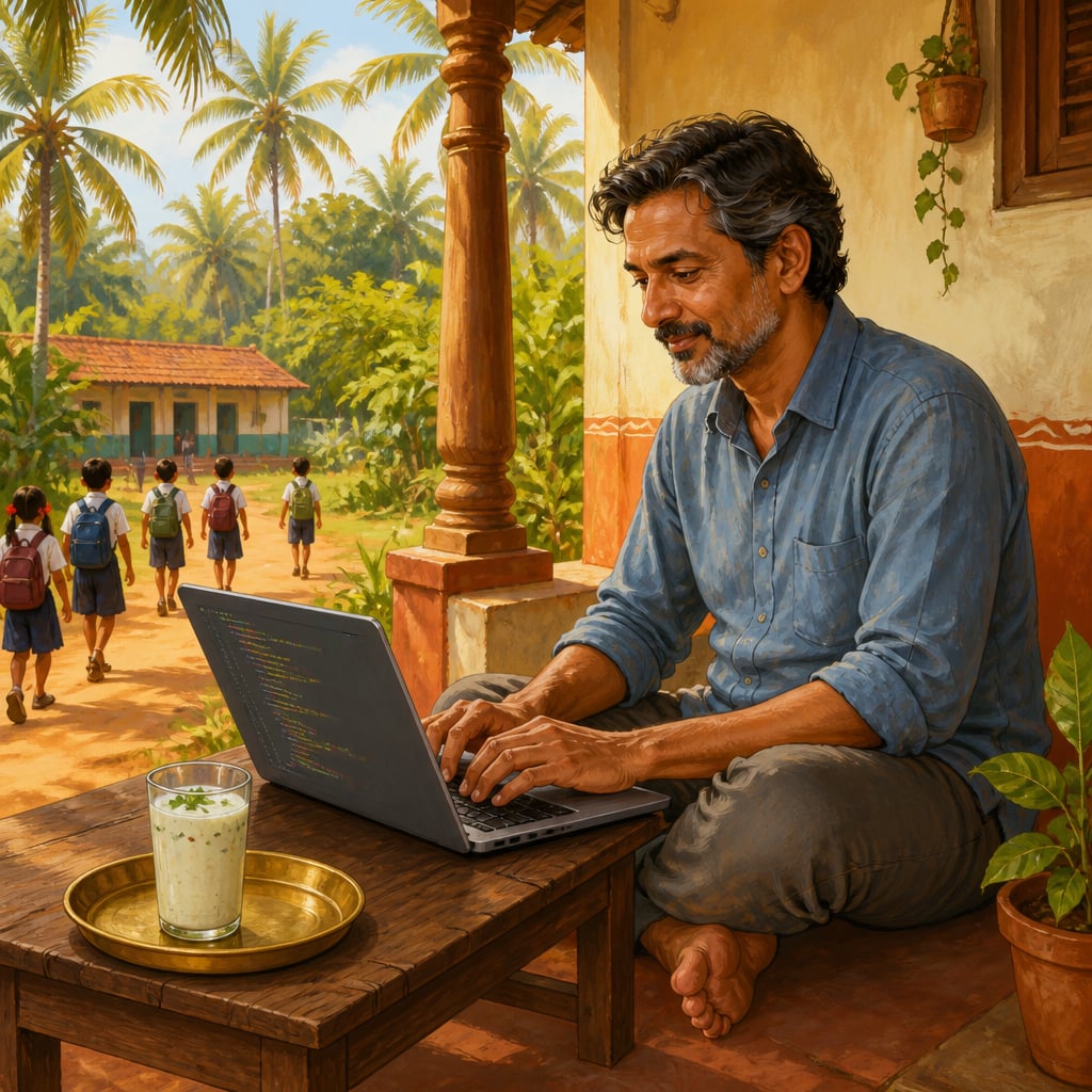 Sridhar Vembu working from Tenkasi village