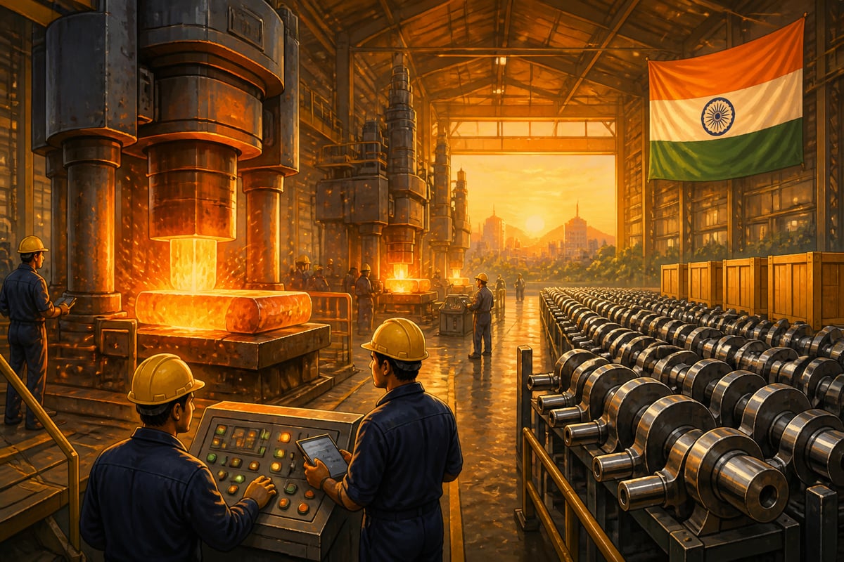 Bharat Forge's stamping floor at sunrise