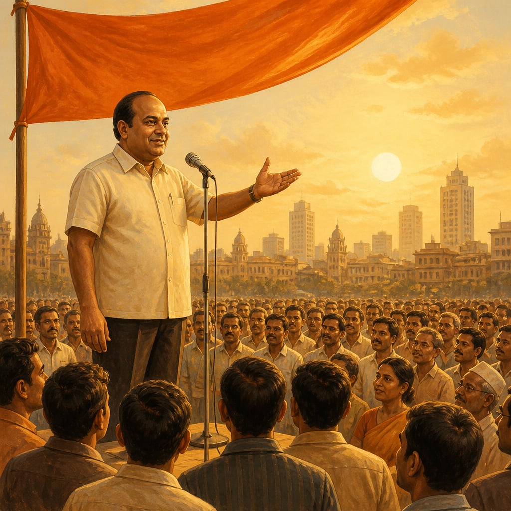 Dhirubhai Ambani addressing small investors at Cross Maidan
