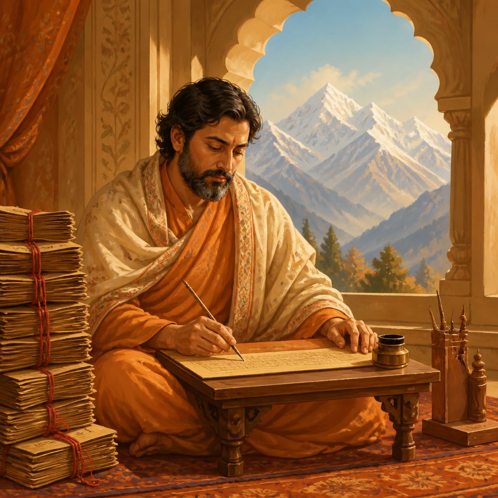 Somadeva the Kashmiri court poet at his writing desk