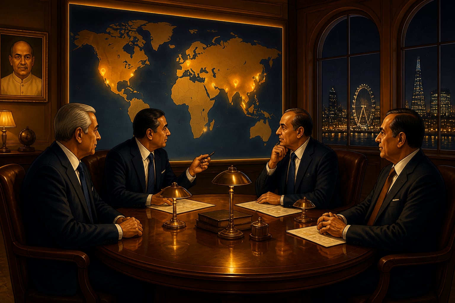 The four Hinduja brothers reviewing their global operations in London