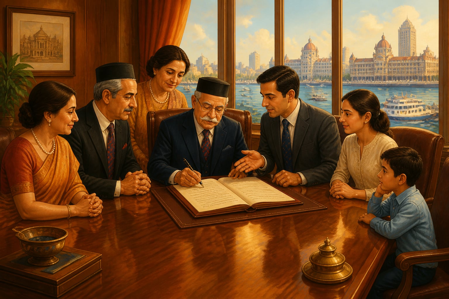The Godrej family signing their Family Constitution in early 2000s Mumbai