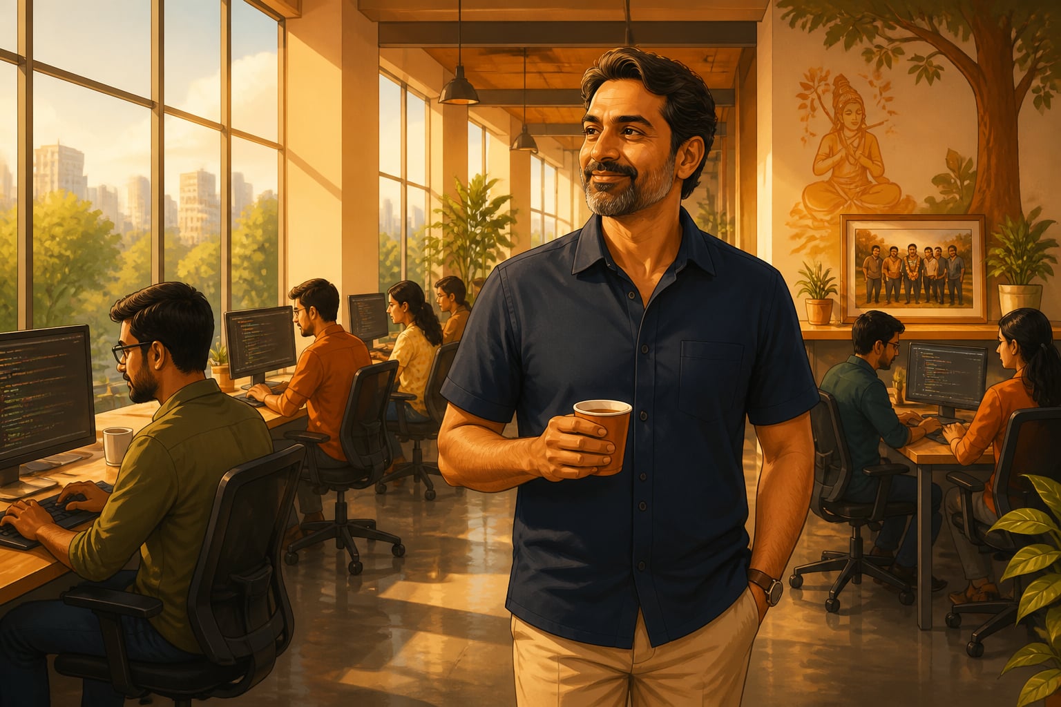 A bootstrapped Indian founder walking his profitable Bangalore software office