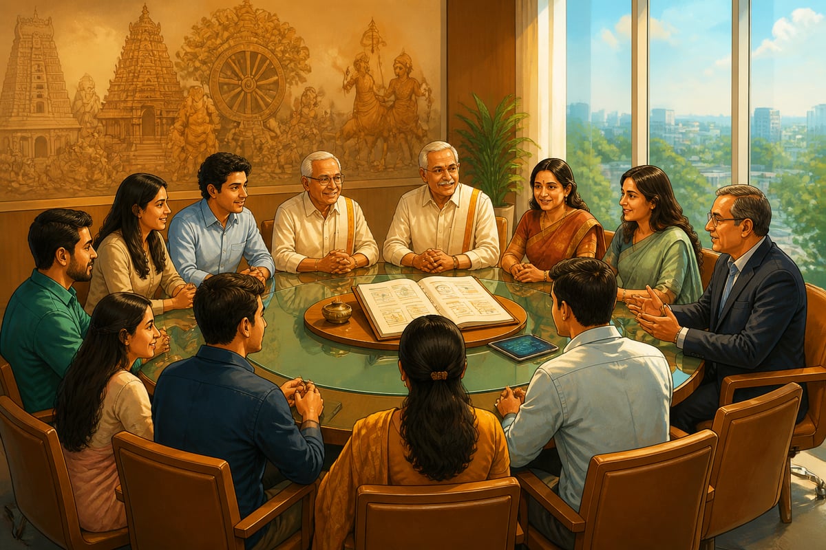 Modern Murugappa Family Council in a Chennai office