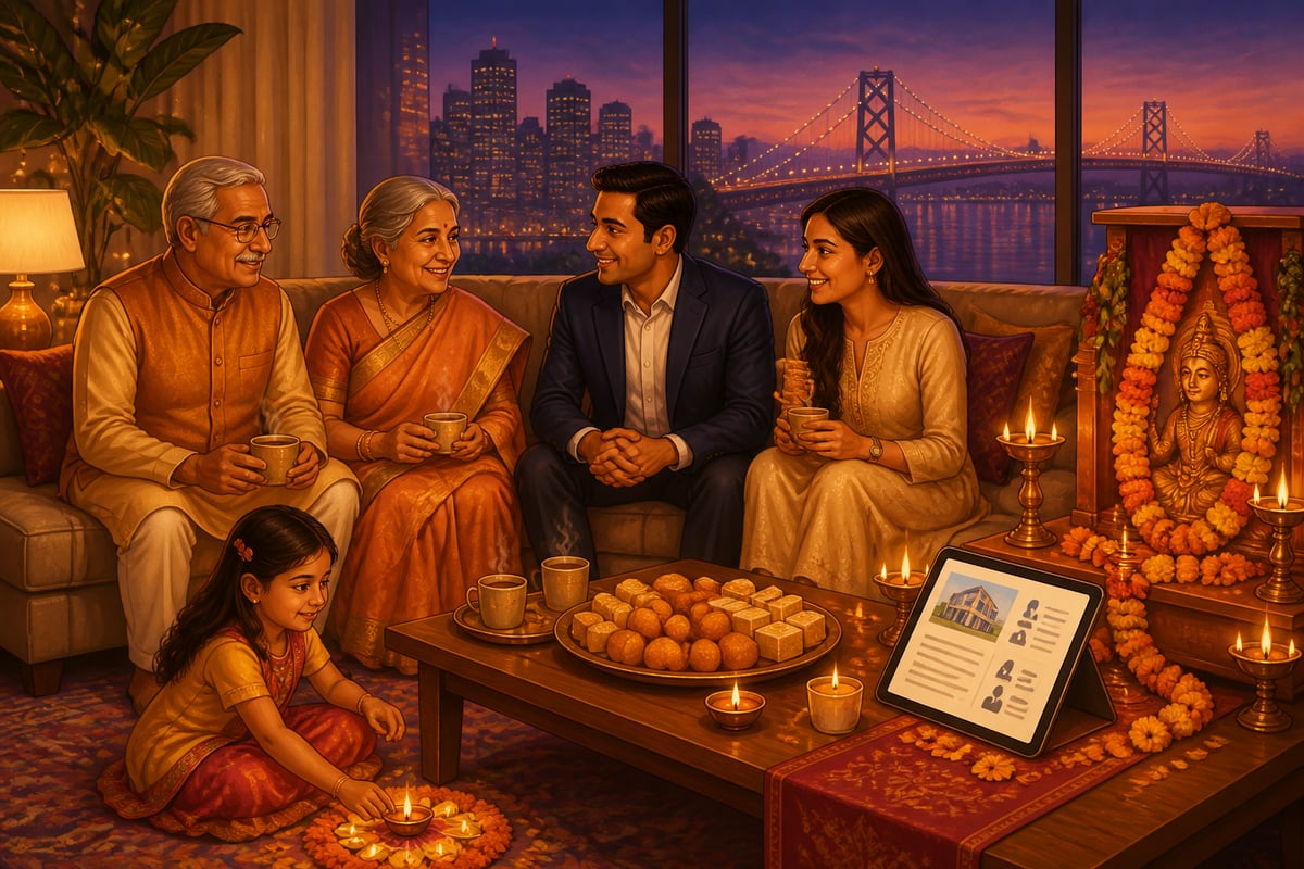 NRI Indian family gathering at Diwali in San Francisco