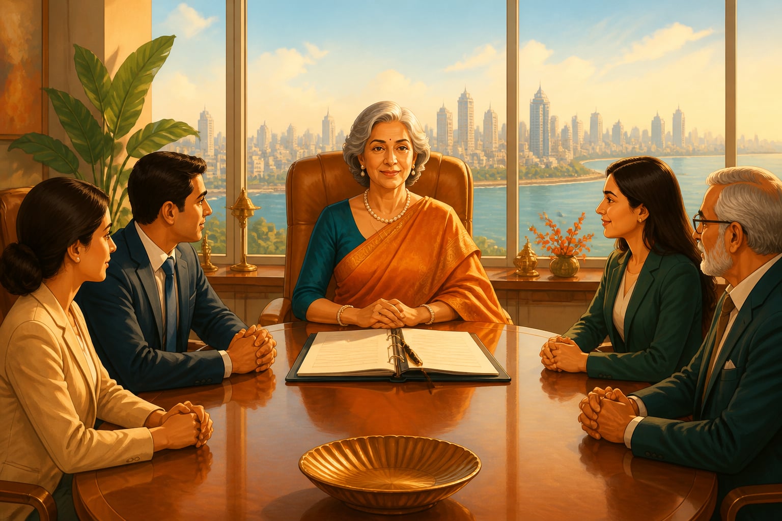 Indian woman chair leading a family business board
