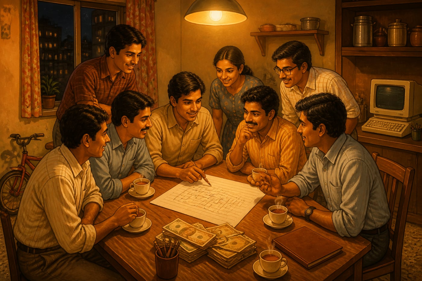 Seven Infosys founders pooling capital at a Pune kitchen table in 1981