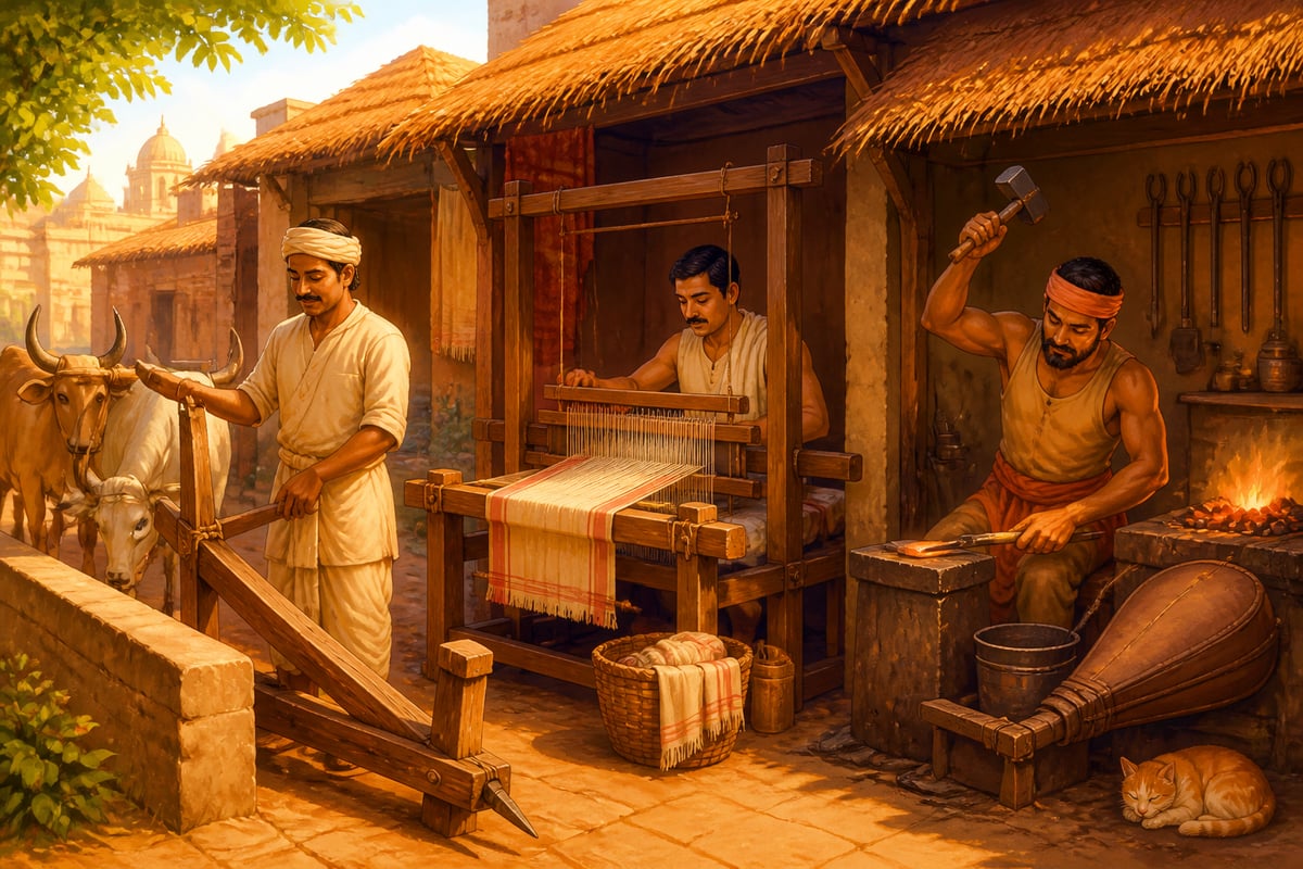 Mauryan artisans with plough, loom, and forge exempt from seizure