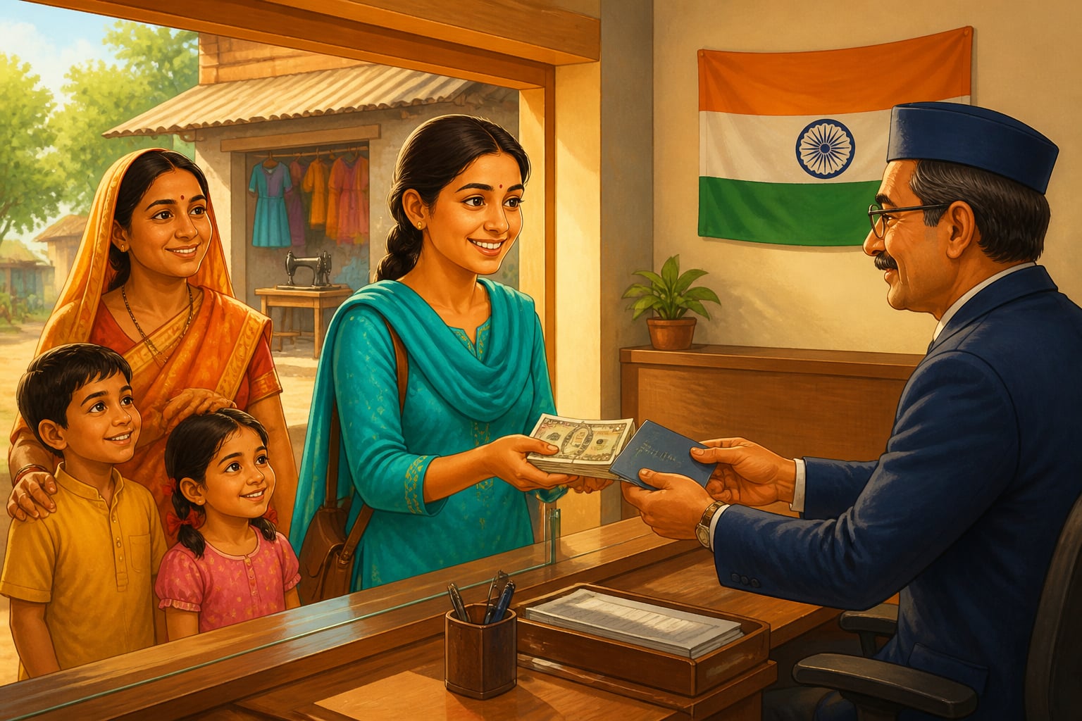 A young woman entrepreneur receives a collateral-free Mudra loan