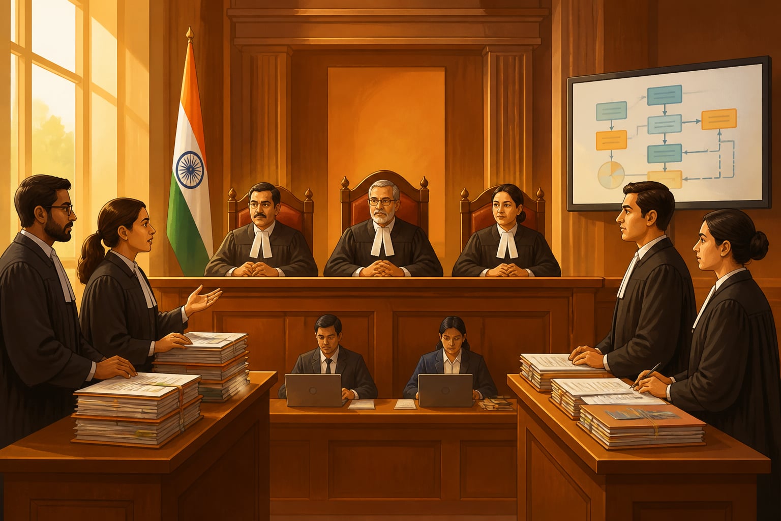 Modern NCLT insolvency tribunal hearing in session