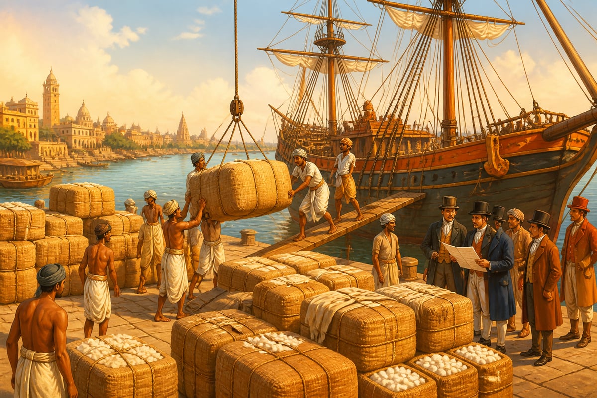 Indian textile bales loaded onto East India Company ships at Surat