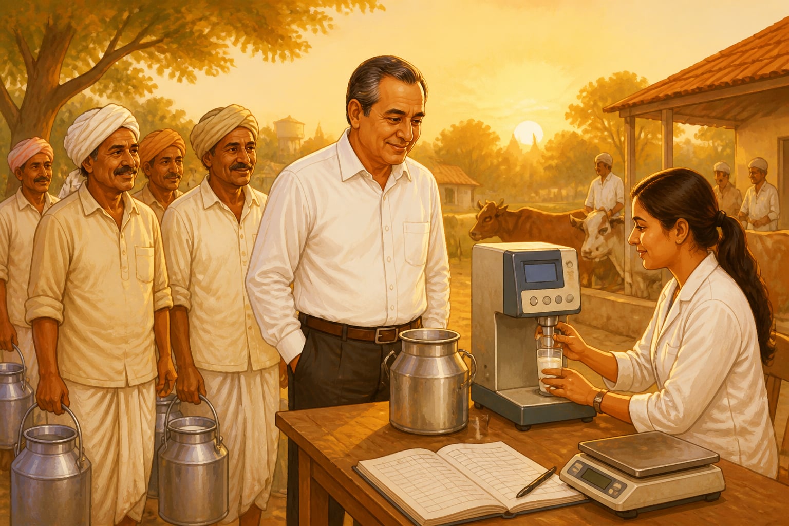 Verghese Kurien at Amul village milk collection