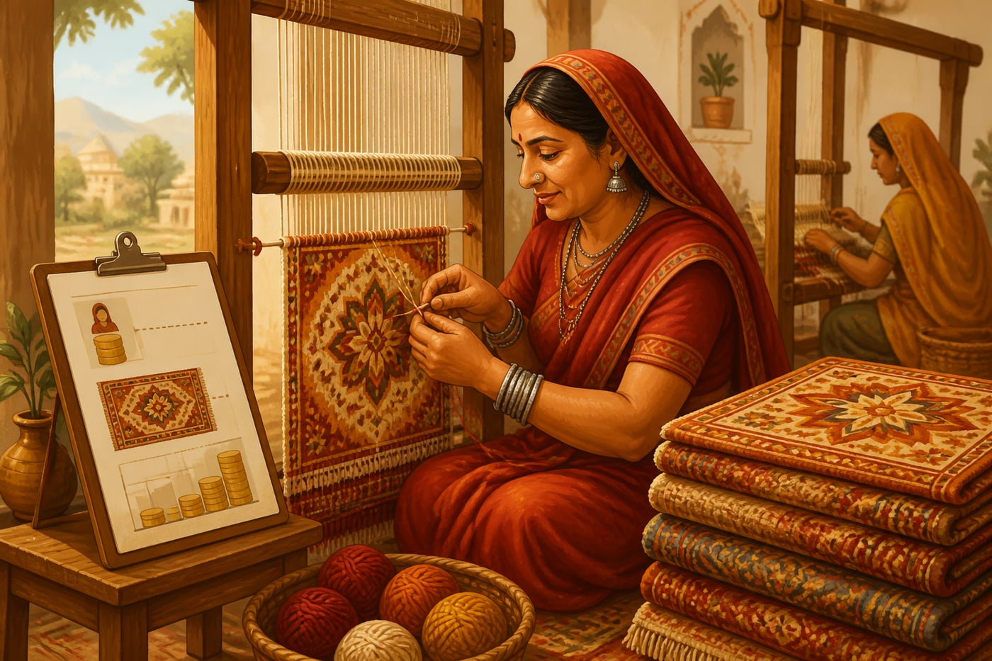 Jaipur Rugs weaver at transparent-pricing loom