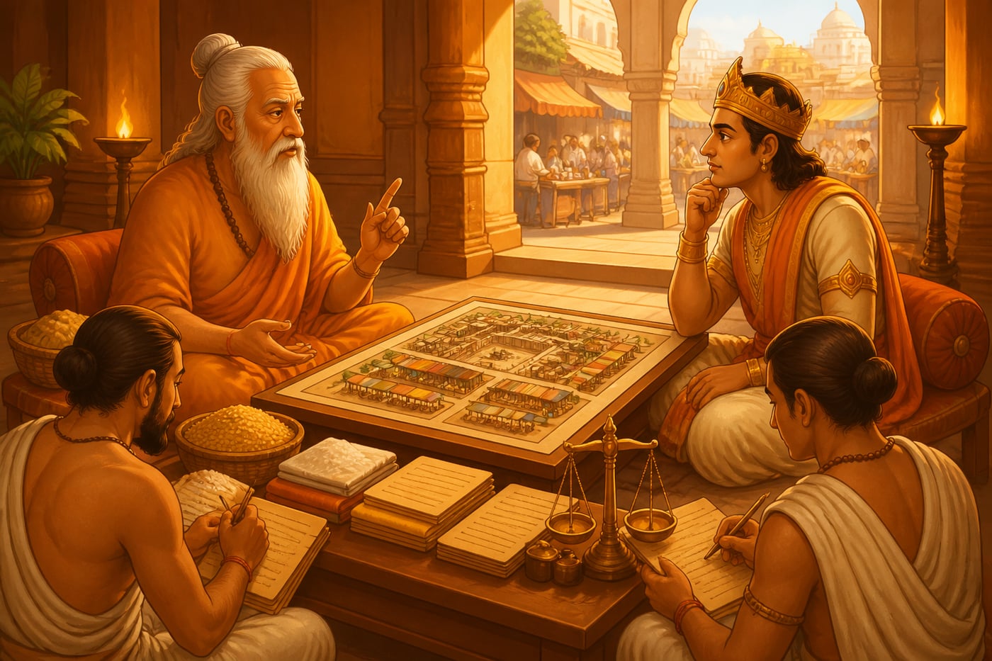 Sage Yajnavalkya advising king on market prices