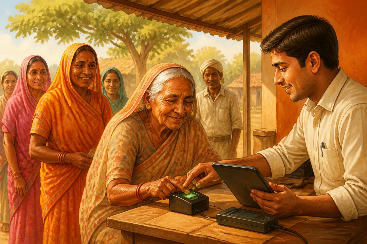 Rural grandmother opening Jan Dhan account