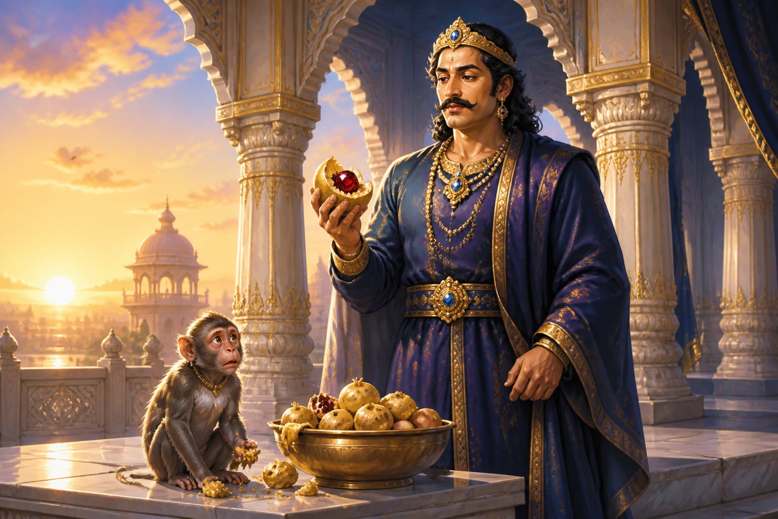 Vikramaditya discovers a jewel inside the fruit