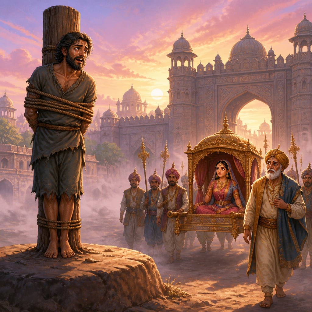 Thief on the stake watching Ratnavati approach