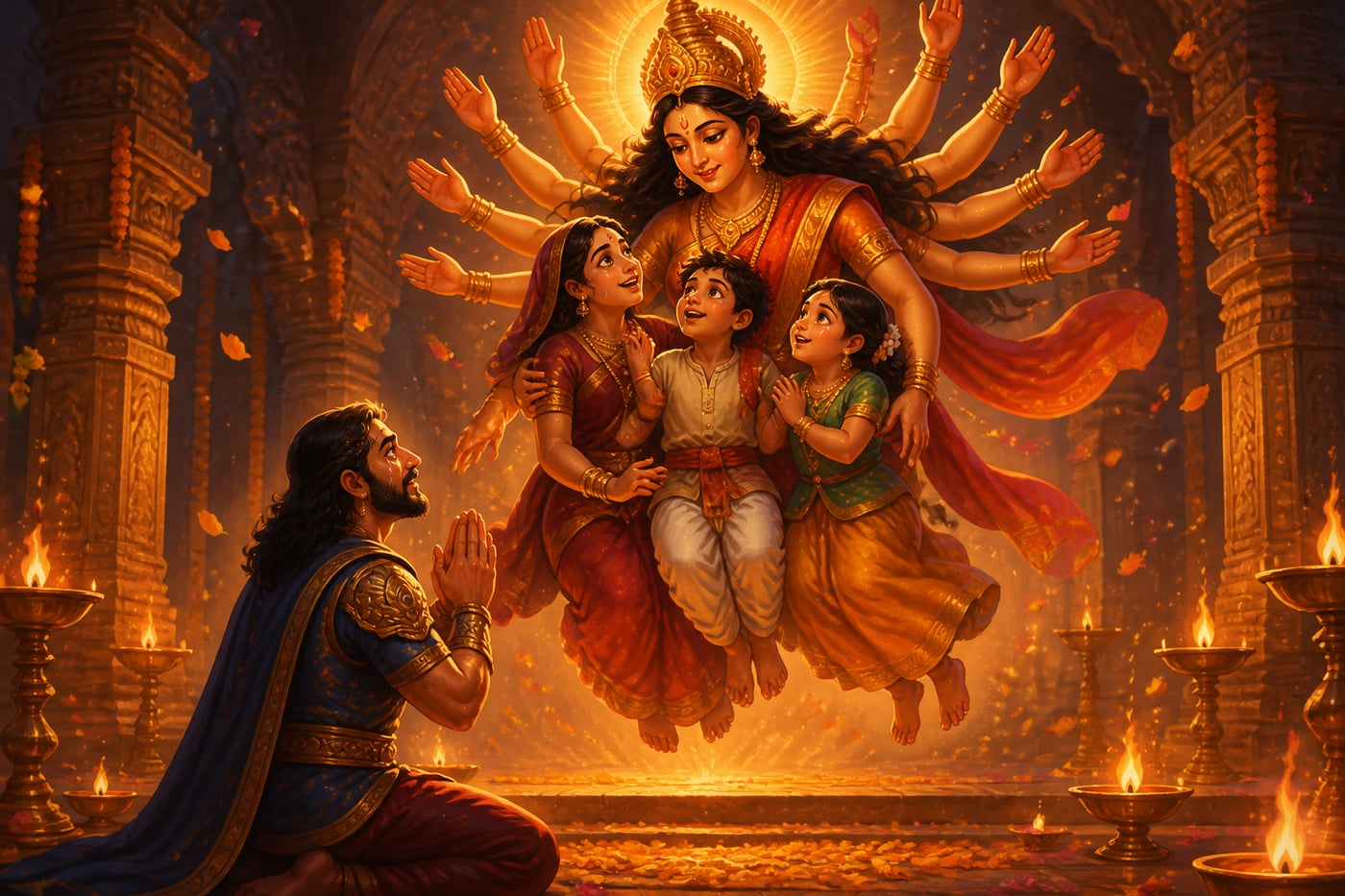 Goddess Chandi restores Viravara's family to life