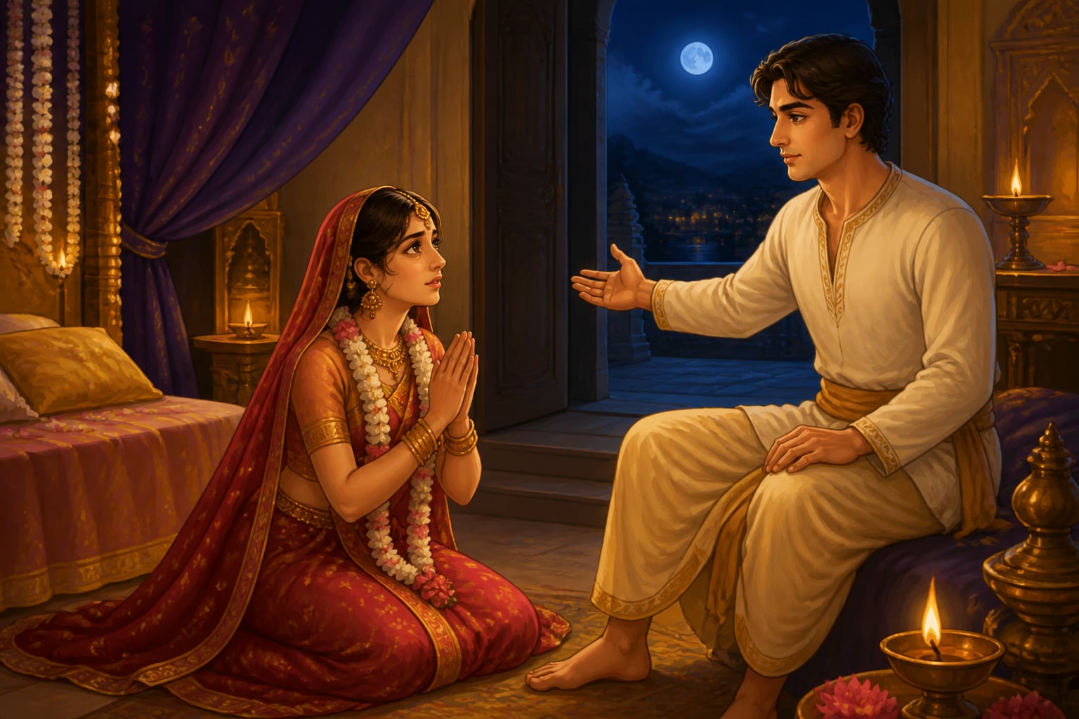 Madanasena confesses her oath to her husband