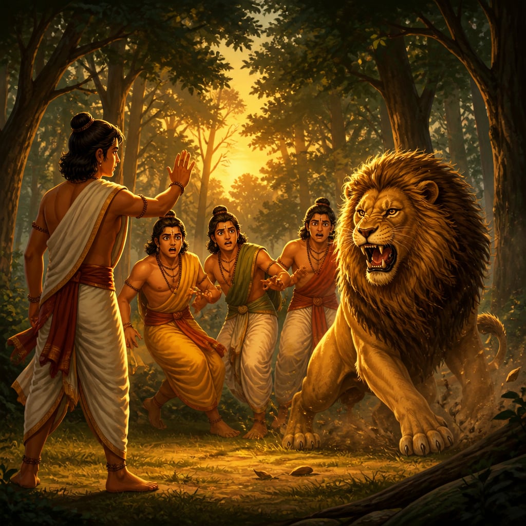 Four brothers watch their lion rise to life