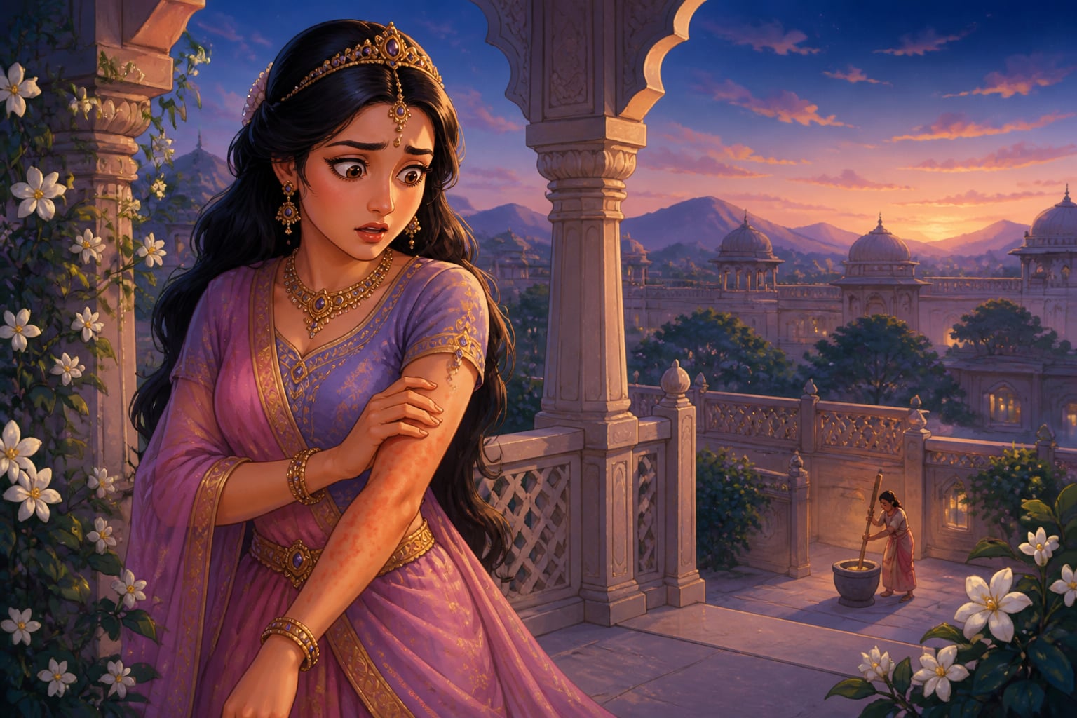 Queen Mrgankavati struck by a distant pestle sound