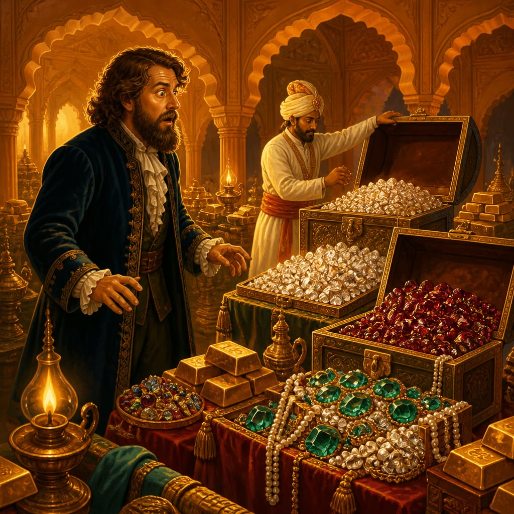 Tavernier in Aurangzeb's treasury at the Red Fort, 1665