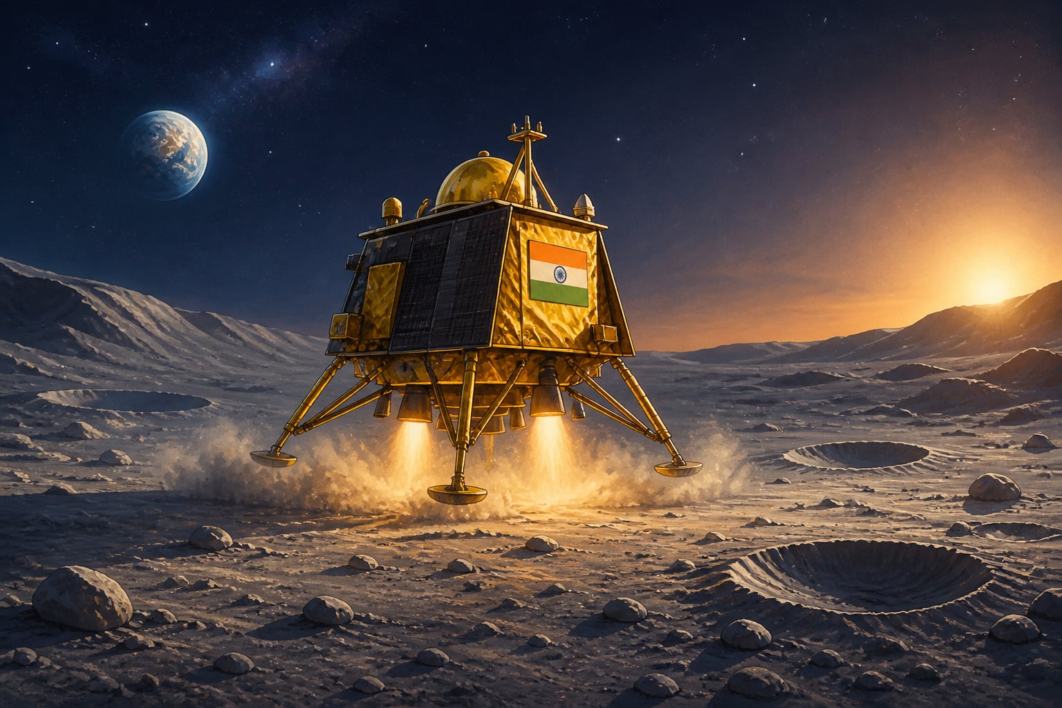 Chandrayaan-3 Vikram lander touching the lunar south pole