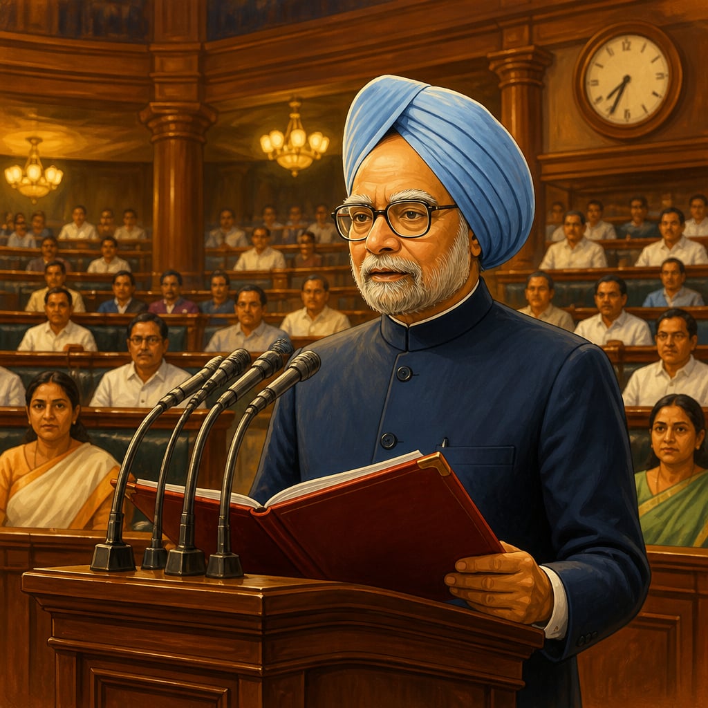 Manmohan Singh delivering the July 1991 budget speech