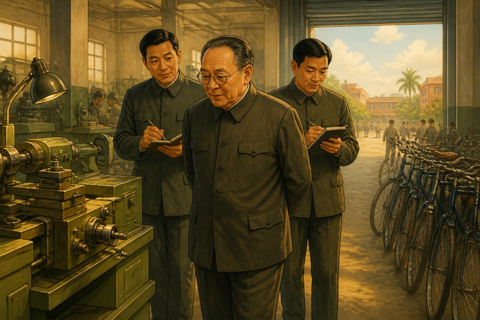 Deng Xiaoping touring a Shenzhen factory floor